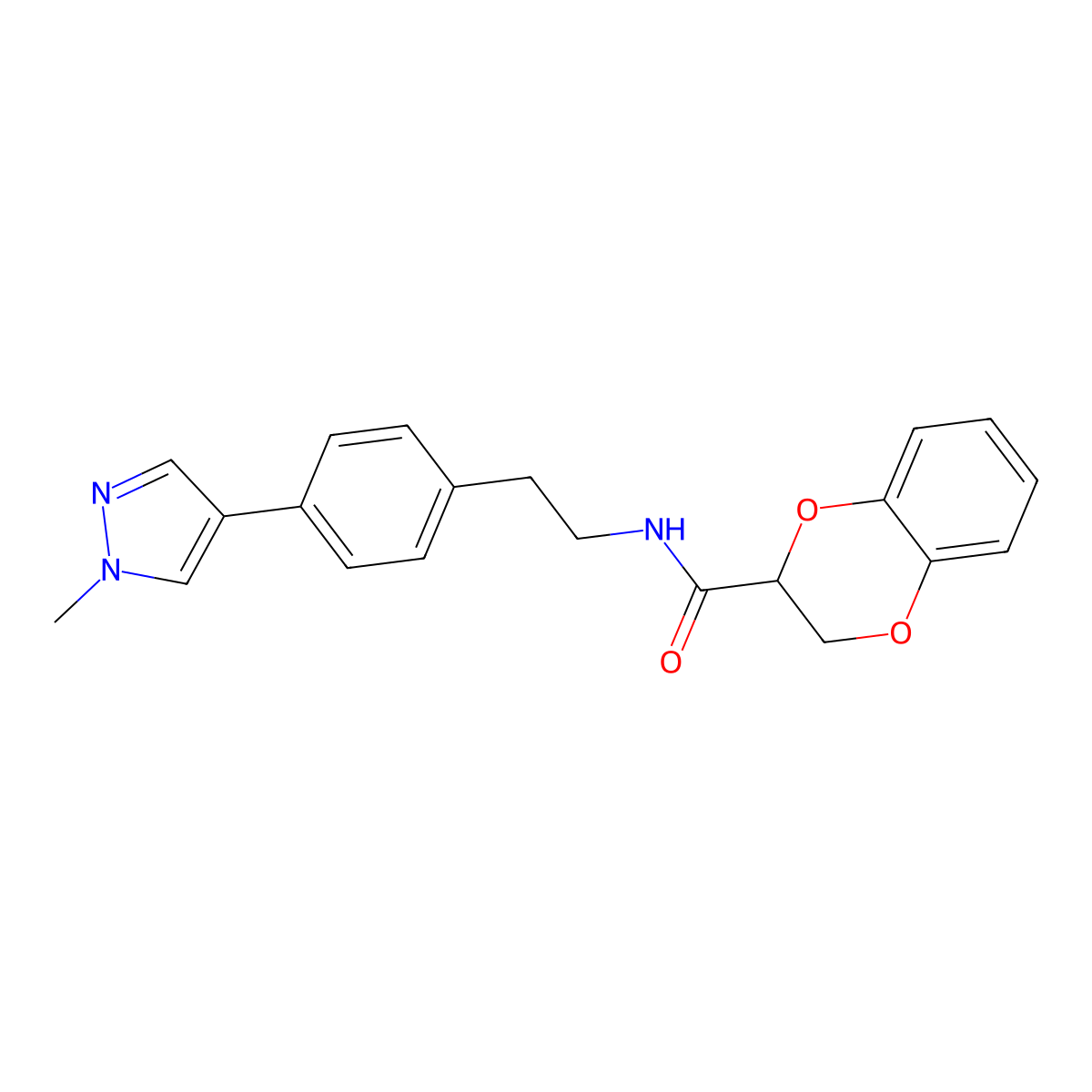 N-{2-[4-(1-methyl-1H-pyrazol-4-yl)phenyl]ethyl}-2,3-dihydro-1,4-benzodioxine-2-carboxamide molecular structure, CAS 2549032-83-7
