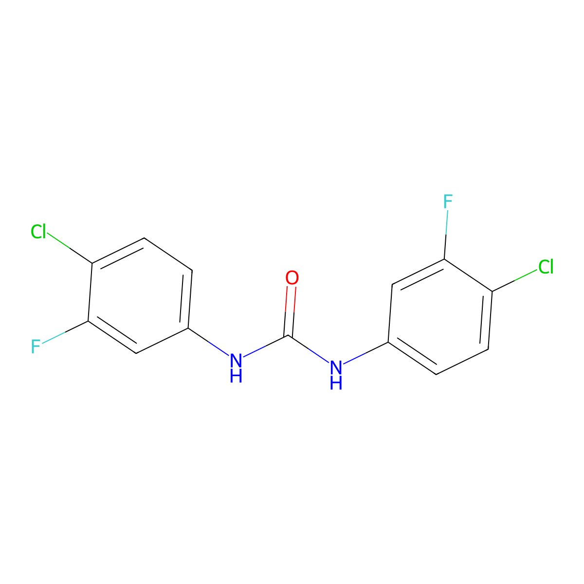 1,3-Bis(4-chloro-3-fluorophenyl)urea molecular structure, CAS 2549032-84-8