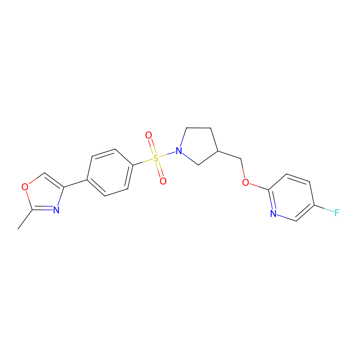 5-Fluoro-2-({1-[4-(2-methyl-1,3-oxazol-4-yl)benzenesulfonyl]pyrrolidin-3-yl}methoxy)pyridine molecular structure, CAS 2549032-86-0
