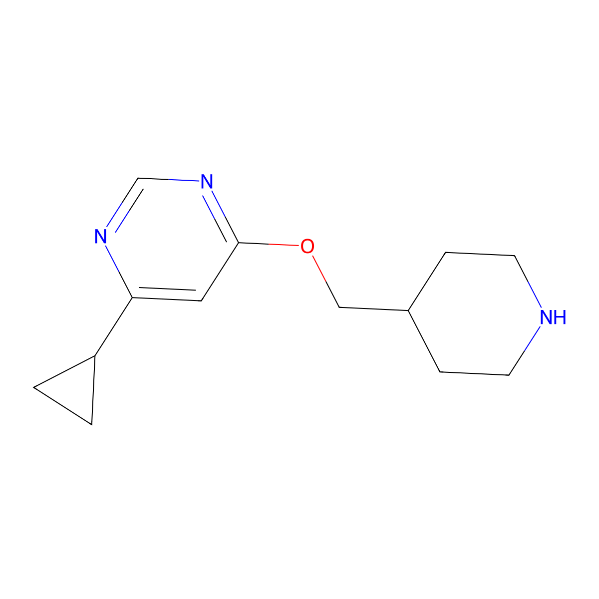 4-Cyclopropyl-6-[(piperidin-4-yl)methoxy]pyrimidine molecular structure, CAS 2549032-89-3