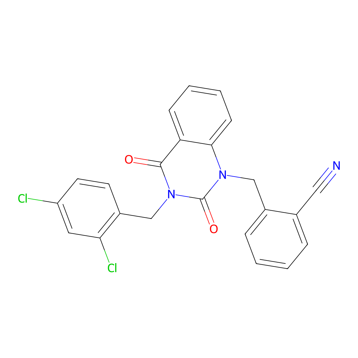 2-({3-[(2,4-Dichlorophenyl)methyl]-2,4-dioxo-1,2,3,4-tetrahydroquinazolin-1-yl}methyl)benzonitrile molecular structure, CAS 2549032-93-9