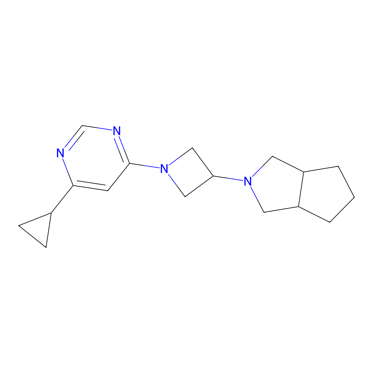 4-Cyclopropyl-6-(3-{octahydrocyclopenta[c]pyrrol-2-yl}azetidin-1-yl)pyrimidine molecular structure, CAS 2549032-94-0