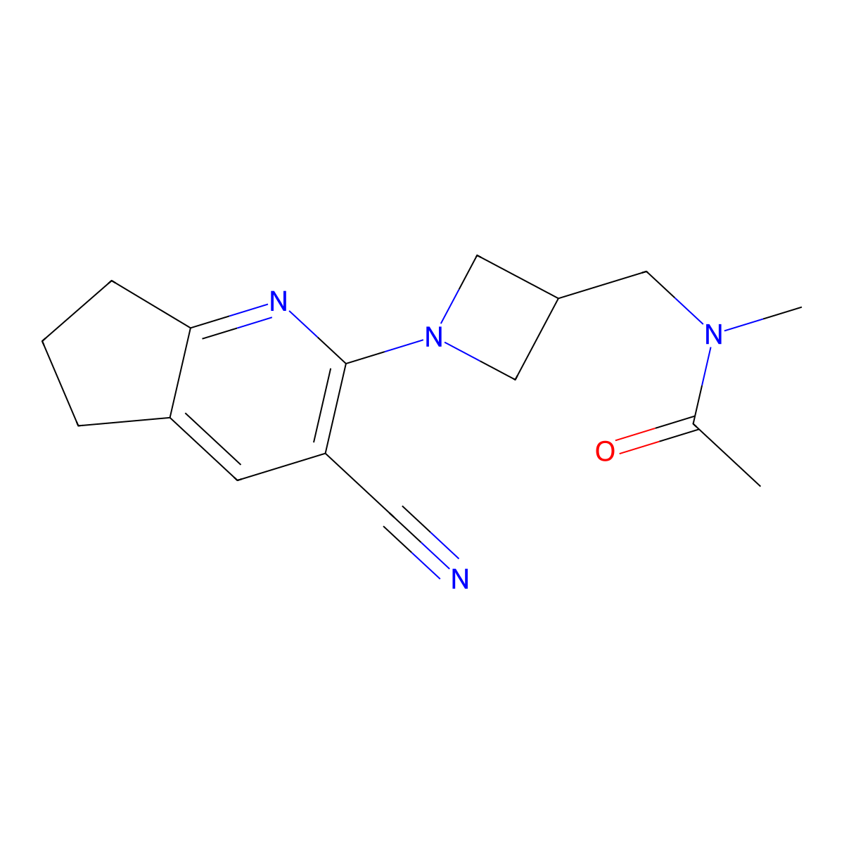 N-[(1-{3-cyano-5H,6H,7H-cyclopenta[b]pyridin-2-yl}azetidin-3-yl)methyl]-N-methylacetamide molecular structure, CAS 2549032-96-2