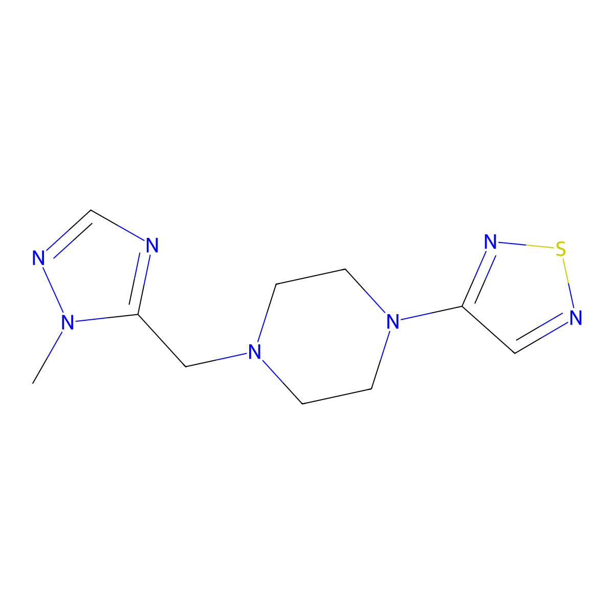 1-[(1-methyl-1H-1,2,4-triazol-5-yl)methyl]-4-(1,2,5-thiadiazol-3-yl)piperazine molecular structure, CAS 2549033-03-4