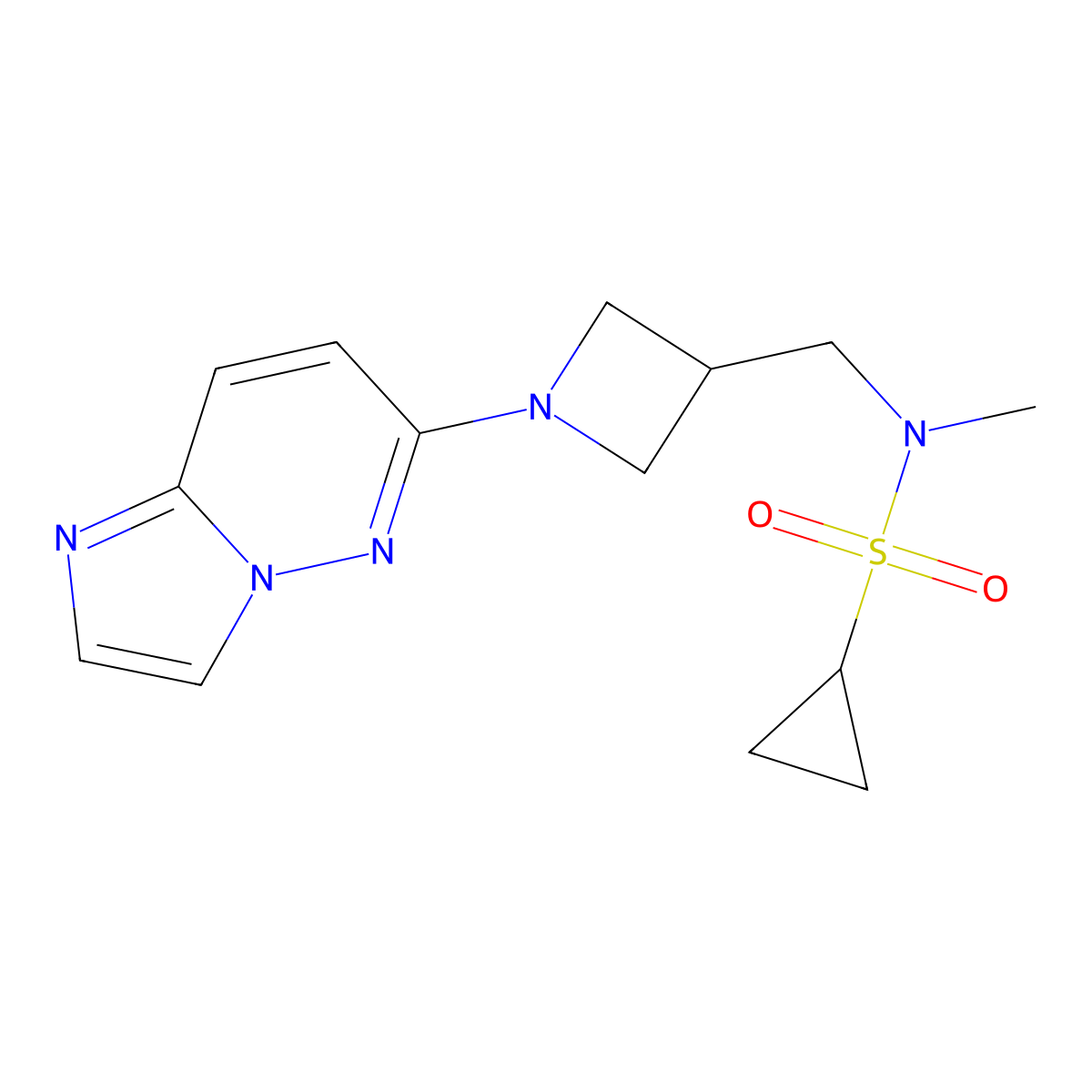 N-[(1-{imidazo[1,2-b]pyridazin-6-yl}azetidin-3-yl)methyl]-N-methylcyclopropanesulfonamide molecular structure, CAS 2549033-04-5