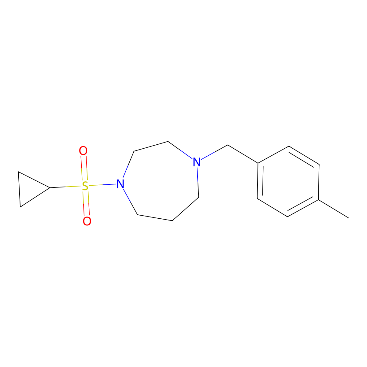 1-(Cyclopropanesulfonyl)-4-[(4-methylphenyl)methyl]-1,4-diazepane molecular structure, CAS 2549033-07-8