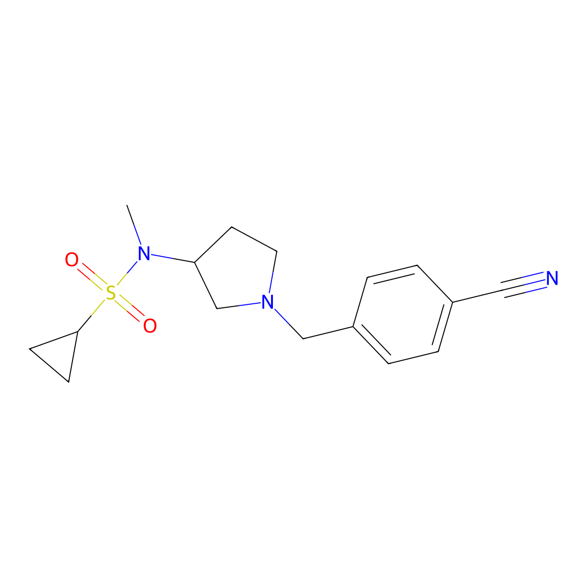 N-{1-[(4-cyanophenyl)methyl]pyrrolidin-3-yl}-N-methylcyclopropanesulfonamide molecular structure, CAS 2549033-12-5