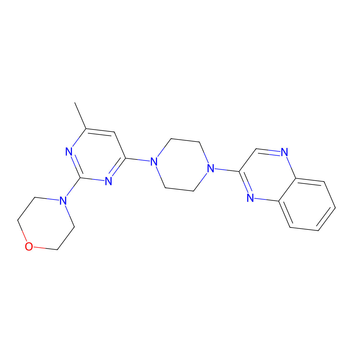 2-{4-[6-Methyl-2-(morpholin-4-yl)pyrimidin-4-yl]piperazin-1-yl}quinoxaline molecular structure, CAS 2549033-16-9