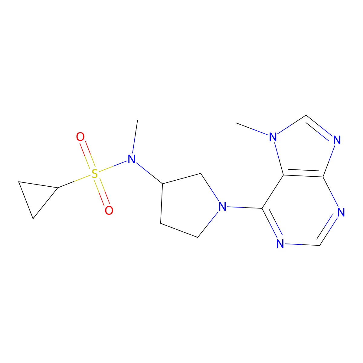 N-methyl-N-[1-(7-methyl-7H-purin-6-yl)pyrrolidin-3-yl]cyclopropanesulfonamide molecular structure, CAS 2549033-17-0