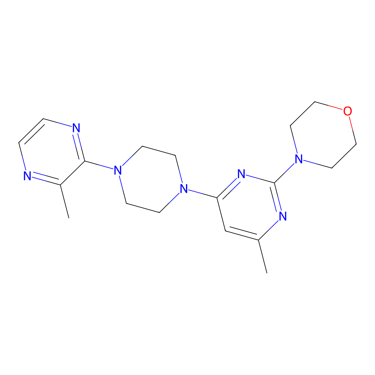 4-{4-Methyl-6-[4-(3-methylpyrazin-2-yl)piperazin-1-yl]pyrimidin-2-yl}morpholine molecular structure, CAS 2549033-18-1