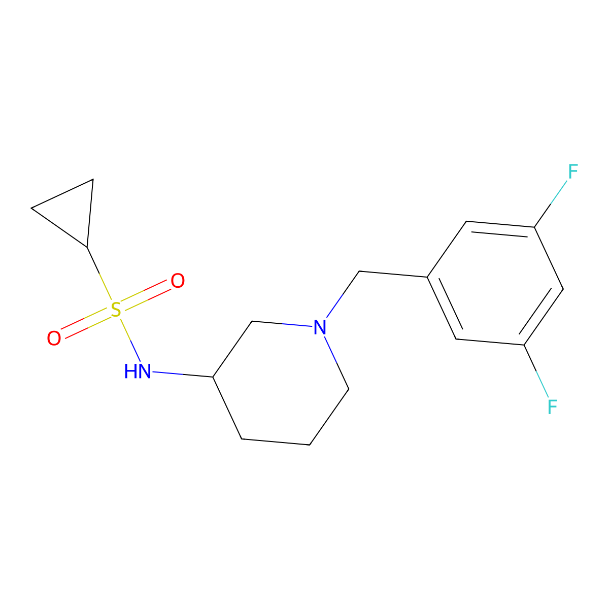 N-{1-[(3,5-difluorophenyl)methyl]piperidin-3-yl}cyclopropanesulfonamide molecular structure, CAS 2549033-22-7