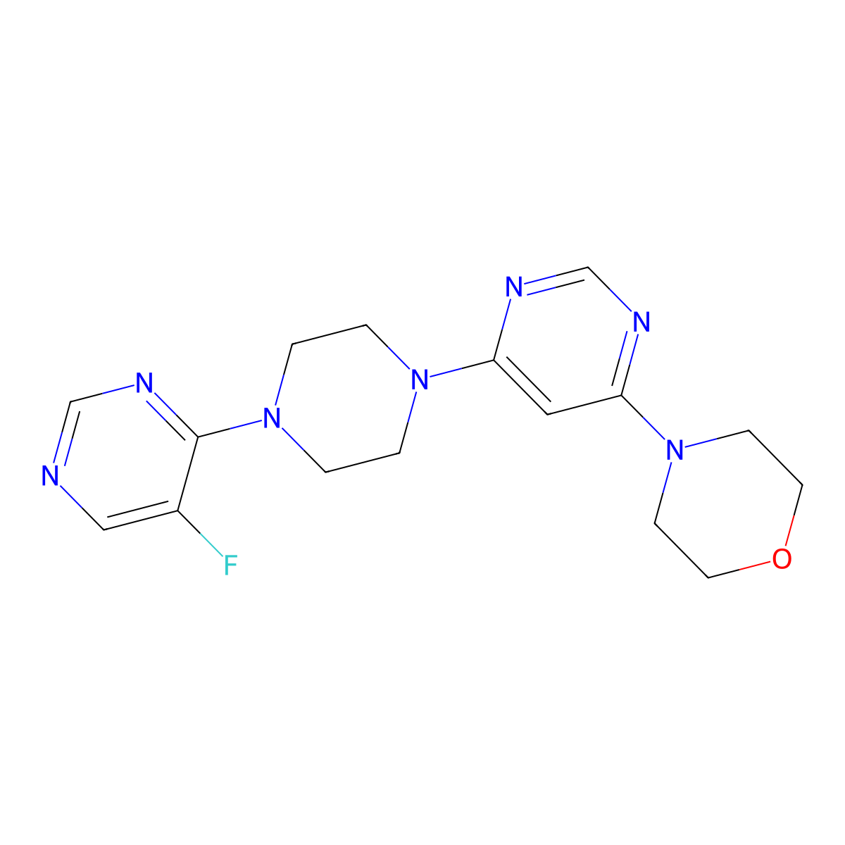 4-{6-[4-(5-Fluoropyrimidin-4-yl)piperazin-1-yl]pyrimidin-4-yl}morpholine molecular structure, CAS 2549033-23-8