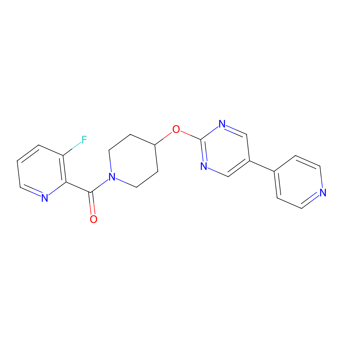 2-{[1-(3-Fluoropyridine-2-carbonyl)piperidin-4-yl]oxy}-5-(pyridin-4-yl)pyrimidine molecular structure, CAS 2549033-24-9