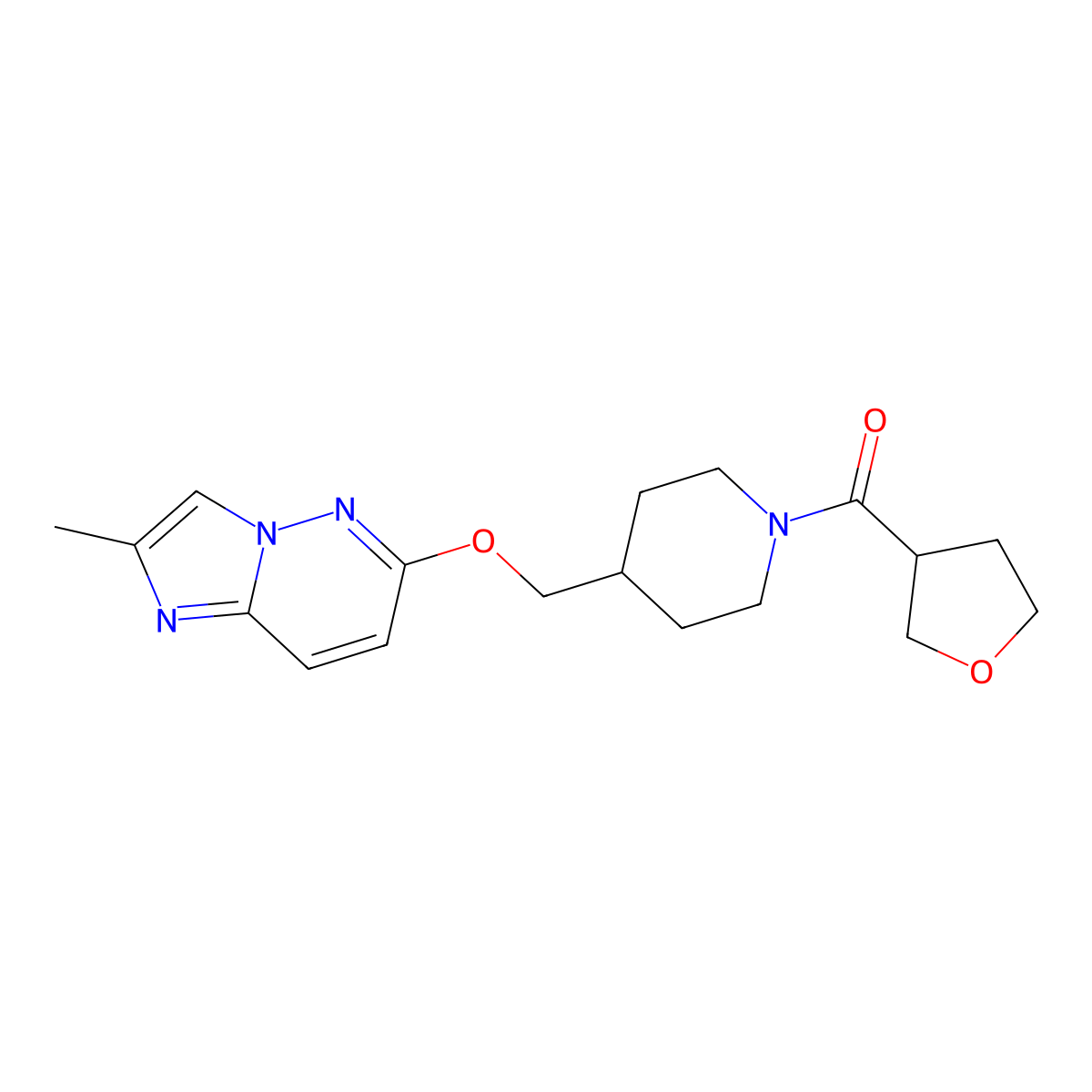4-[({2-Methylimidazo[1,2-b]pyridazin-6-yl}oxy)methyl]-1-(oxolane-3-carbonyl)piperidine molecular structure, CAS 2549033-26-1
