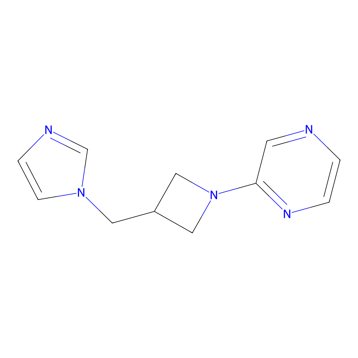 2-{3-[(1H-imidazol-1-yl)methyl]azetidin-1-yl}pyrazine molecular structure, CAS 2549033-30-7
