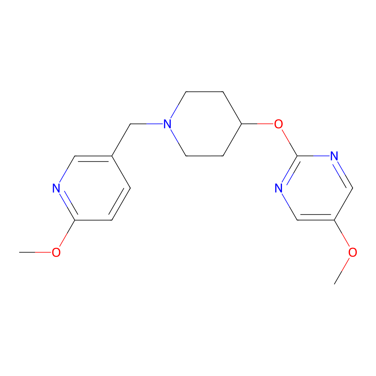 5-Methoxy-2-({1-[(6-methoxypyridin-3-yl)methyl]piperidin-4-yl}oxy)pyrimidine molecular structure, CAS 2549033-33-0