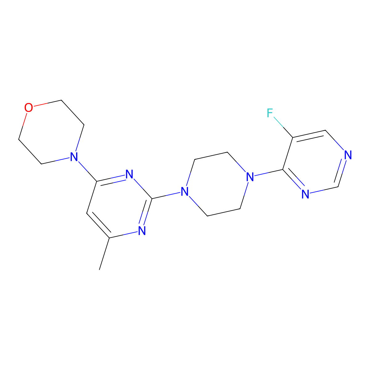 4-{2-[4-(5-Fluoropyrimidin-4-yl)piperazin-1-yl]-6-methylpyrimidin-4-yl}morpholine molecular structure, CAS 2549033-37-4