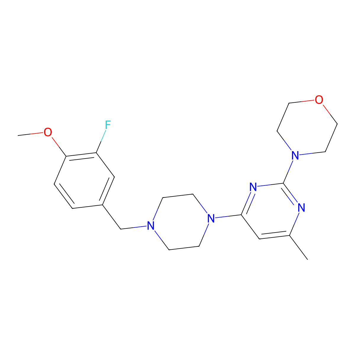 4-(4-{4-[(3-Fluoro-4-methoxyphenyl)methyl]piperazin-1-yl}-6-methylpyrimidin-2-yl)morpholine molecular structure, CAS 2549033-38-5