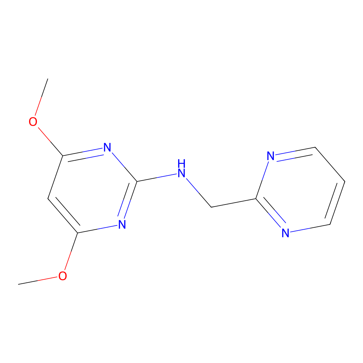 4,6-dimethoxy-N-[(pyrimidin-2-yl)methyl]pyrimidin-2-amine molecular structure, CAS 2549033-39-6