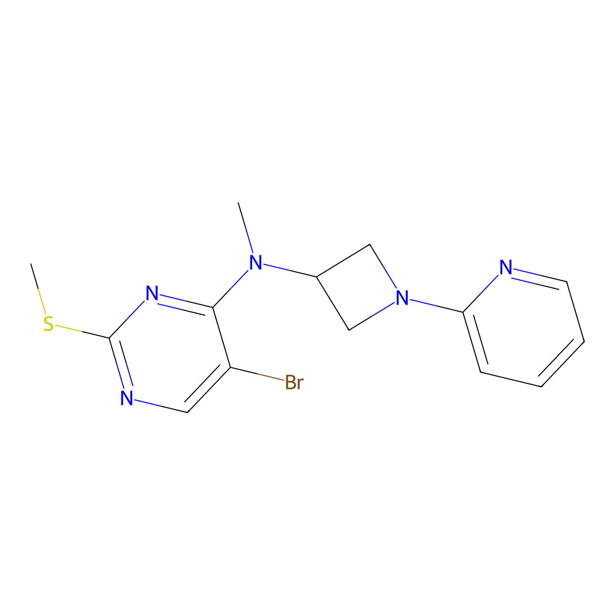 5-bromo-N-methyl-2-(methylsulfanyl)-N-[1-(pyridin-2-yl)azetidin-3-yl]pyrimidin-4-amine molecular structure, CAS 2549033-42-1