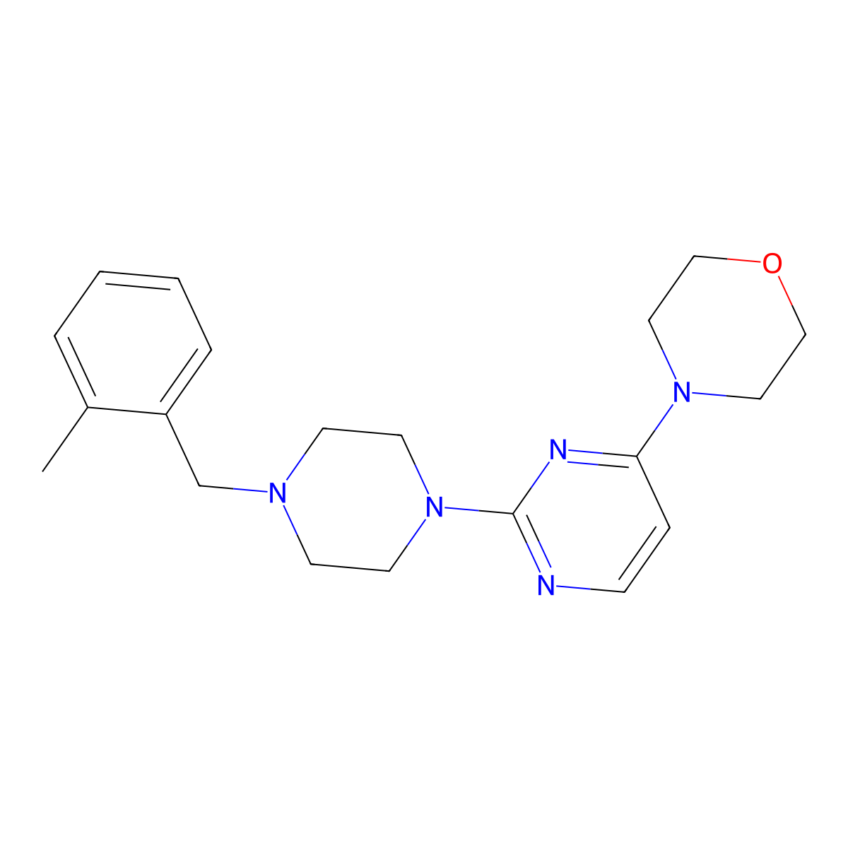 4-(2-{4-[(2-Methylphenyl)methyl]piperazin-1-yl}pyrimidin-4-yl)morpholine molecular structure, CAS 2549033-46-5
