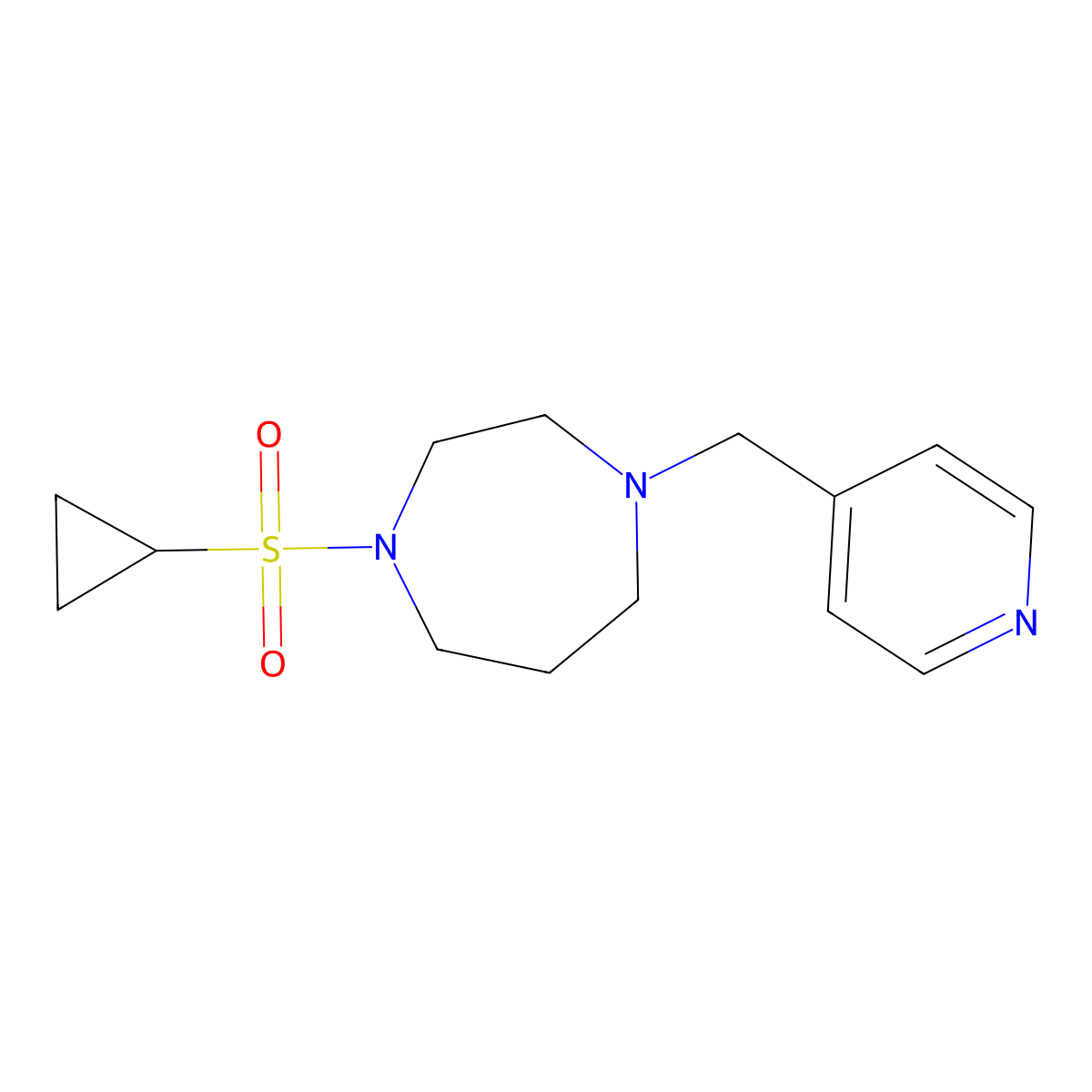 1-(Cyclopropanesulfonyl)-4-[(pyridin-4-yl)methyl]-1,4-diazepane molecular structure, CAS 2549033-56-7