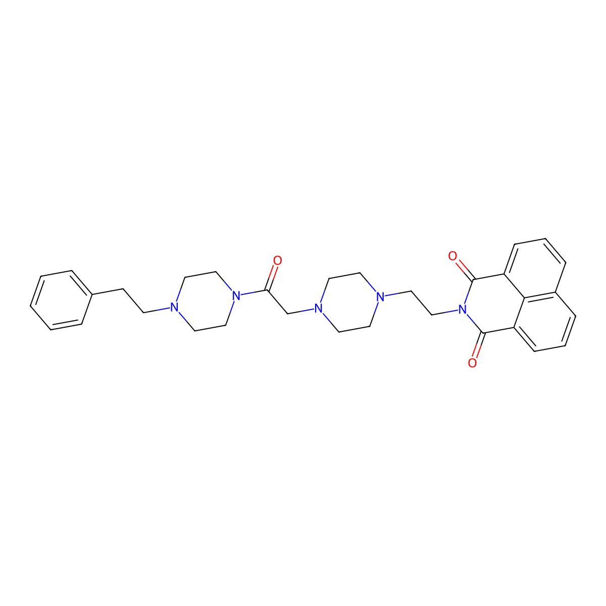 3-[2-(4-{2-Oxo-2-[4-(2-phenylethyl)piperazin-1-yl]ethyl}piperazin-1-yl)ethyl]-3-azatricyclo[7.3.1.0^{5,13}]trideca-1(13),5,7,9,11-pentaene-2,4-dione molecular structure, CAS 2549033-64-7