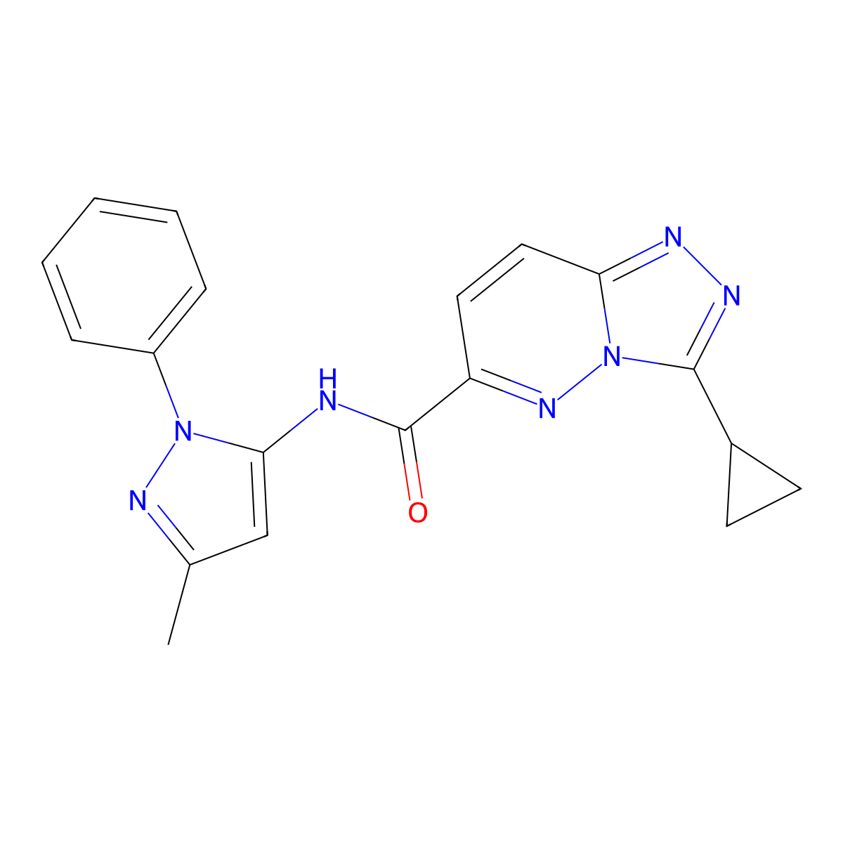 3-cyclopropyl-N-(3-methyl-1-phenyl-1H-pyrazol-5-yl)-[1,2,4]triazolo[4,3-b]pyridazine-6-carboxamide molecular structure, CAS 2549033-77-2