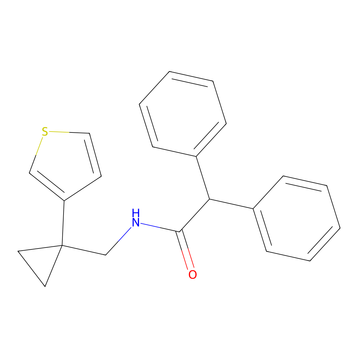 2,2-diphenyl-N-{[1-(thiophen-3-yl)cyclopropyl]methyl}acetamide molecular structure, CAS 2549033-81-8