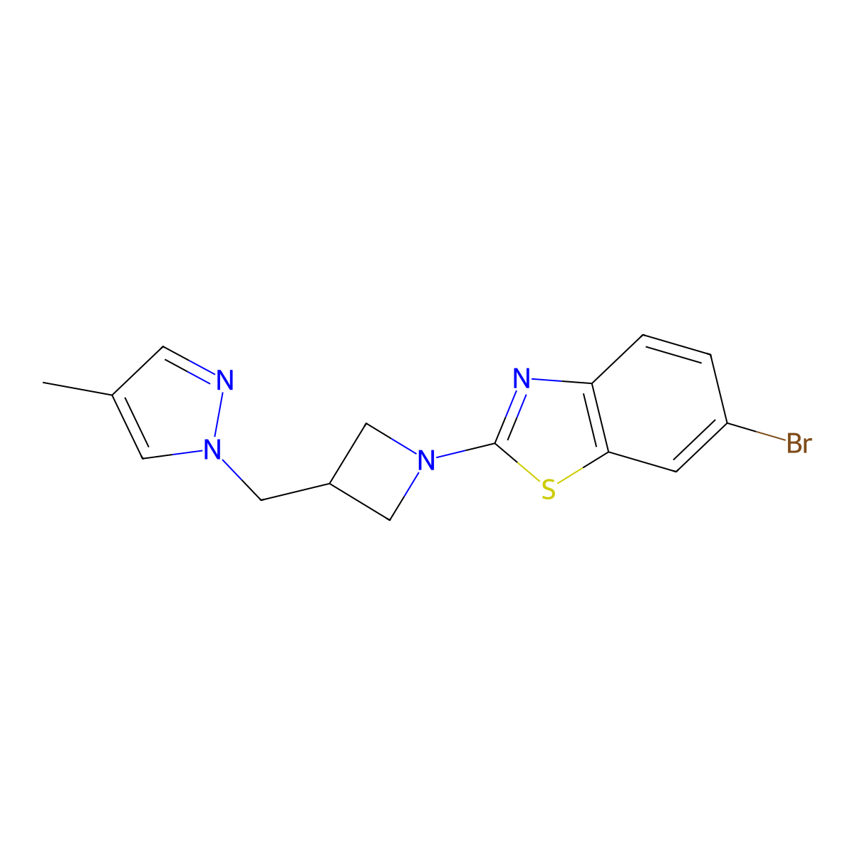 6-bromo-2-{3-[(4-methyl-1H-pyrazol-1-yl)methyl]azetidin-1-yl}-1,3-benzothiazole molecular structure, CAS 2549033-86-3