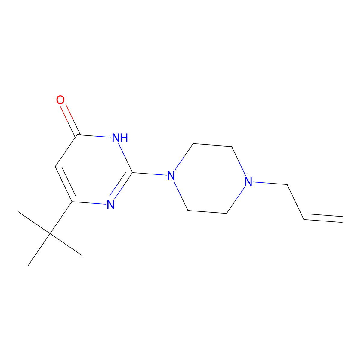 6-Tert-butyl-2-[4-(prop-2-en-1-yl)piperazin-1-yl]-3,4-dihydropyrimidin-4-one molecular structure, CAS 2549033-92-1