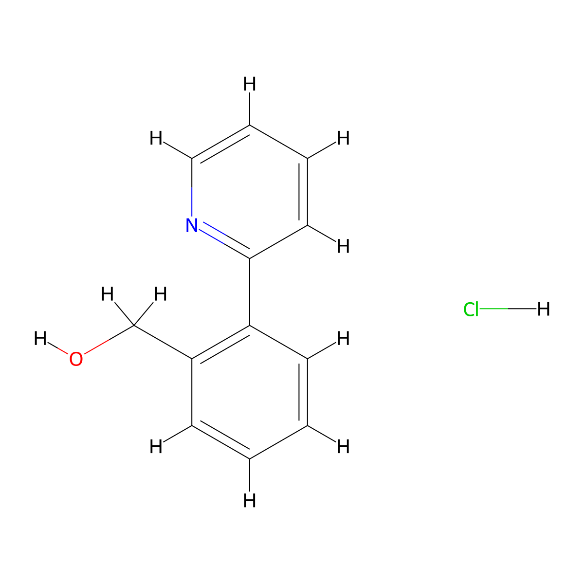 [2-(Pyridin-2-yl)phenyl]methanol hydrochloride molecular structure, CAS 2549033-96-5