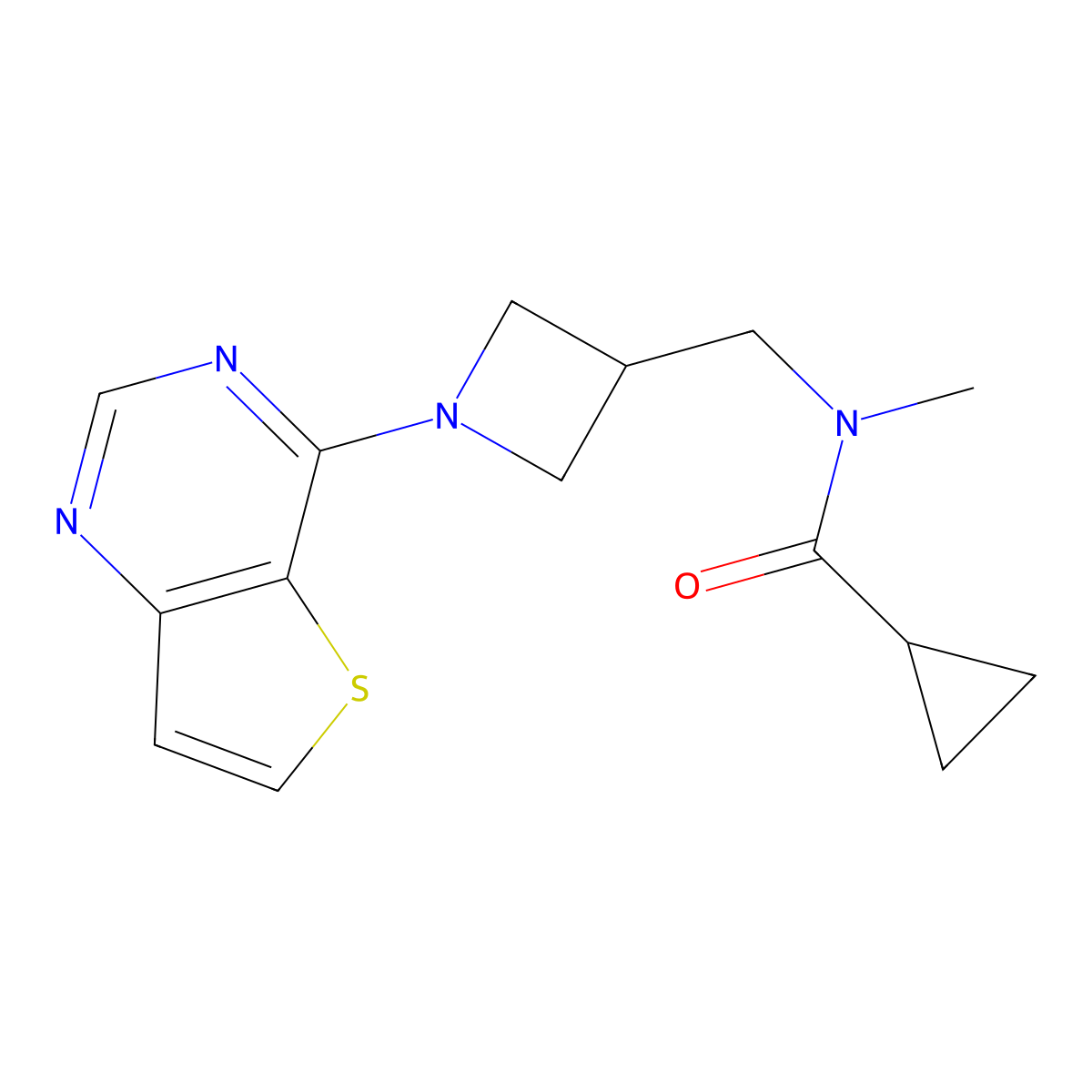 N-methyl-N-[(1-{thieno[3,2-d]pyrimidin-4-yl}azetidin-3-yl)methyl]cyclopropanecarboxamide molecular structure, CAS 2549034-01-5