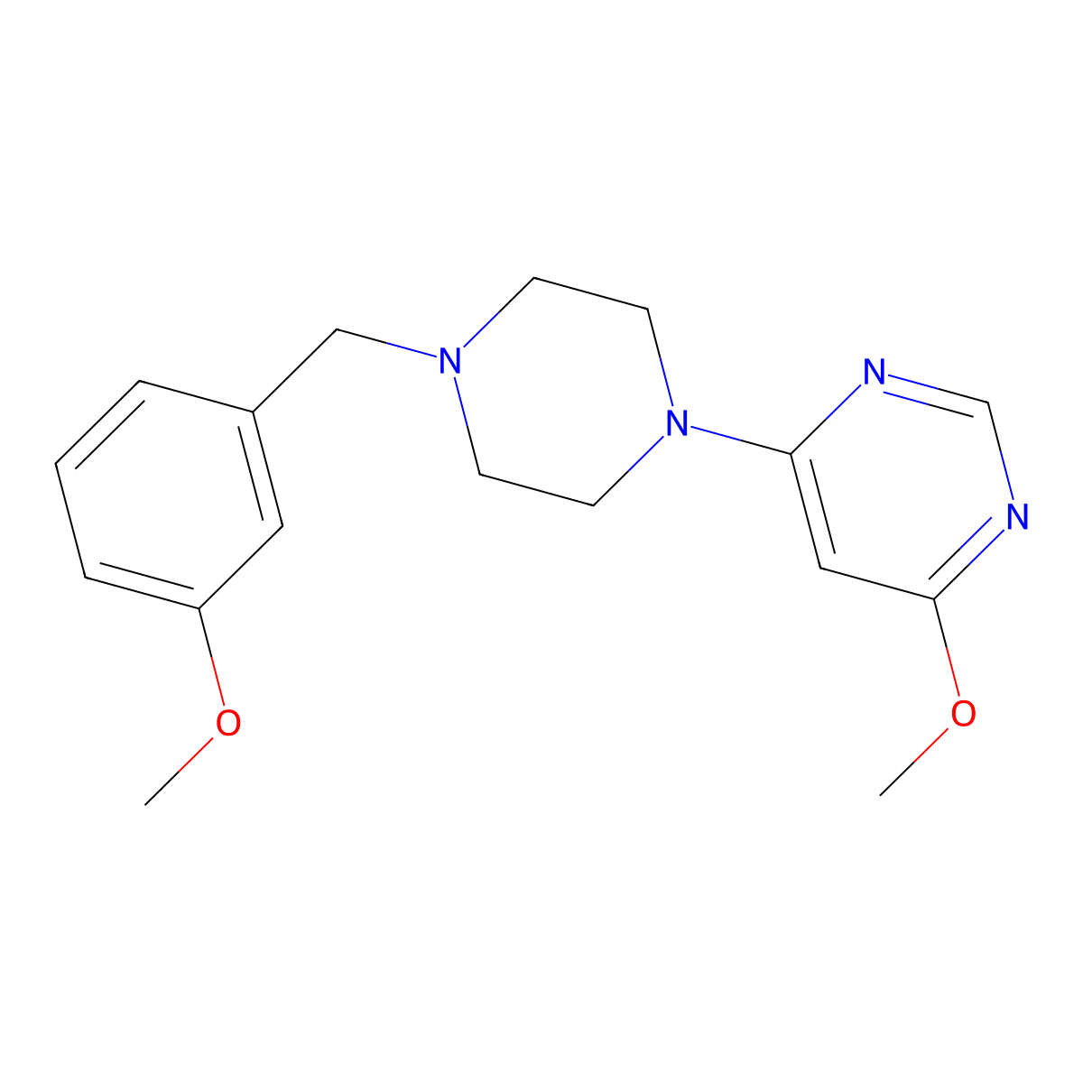 4-Methoxy-6-{4-[(3-methoxyphenyl)methyl]piperazin-1-yl}pyrimidine molecular structure, CAS 2549034-03-7