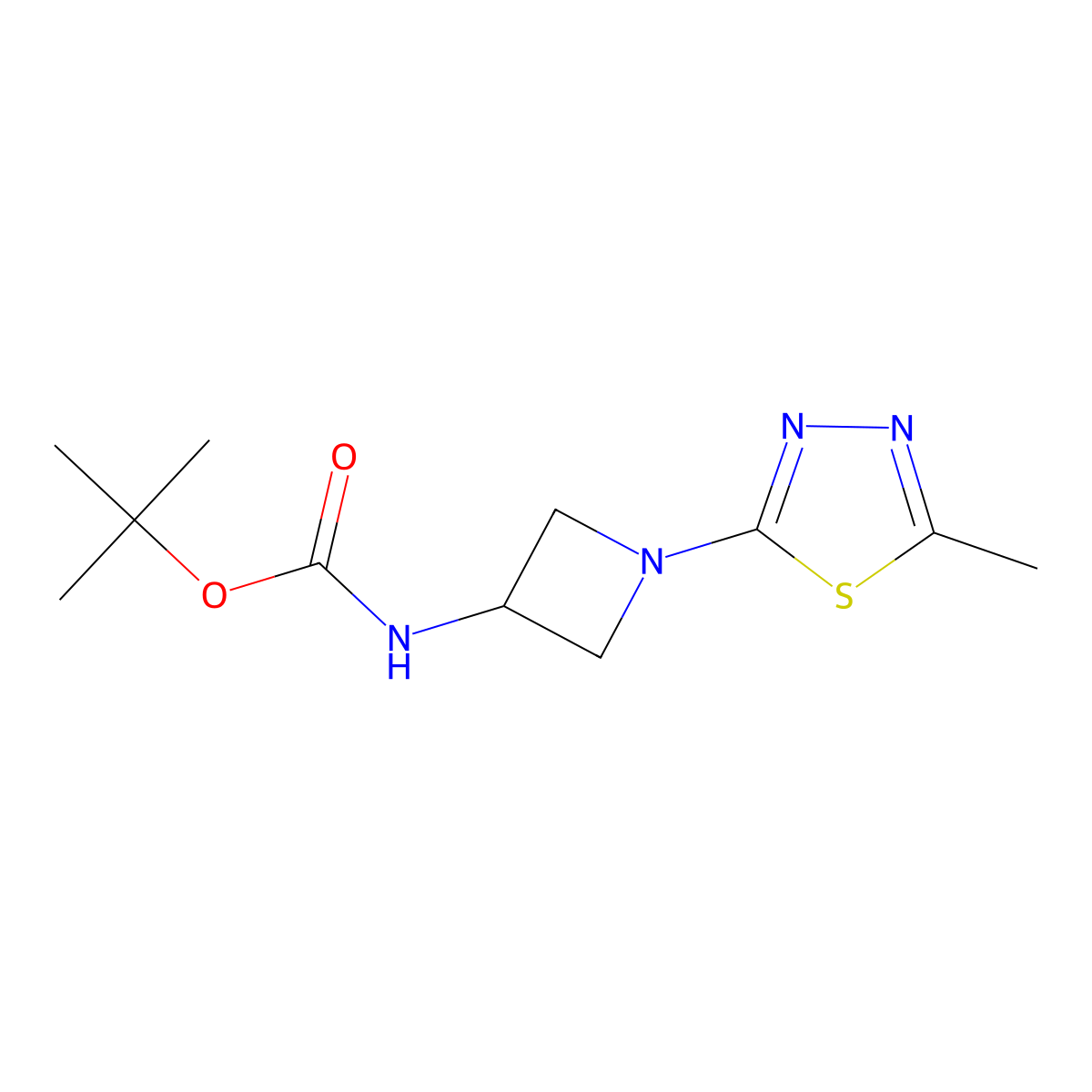 tert-butyl N-[1-(5-methyl-1,3,4-thiadiazol-2-yl)azetidin-3-yl]carbamate molecular structure, CAS 2549034-15-1