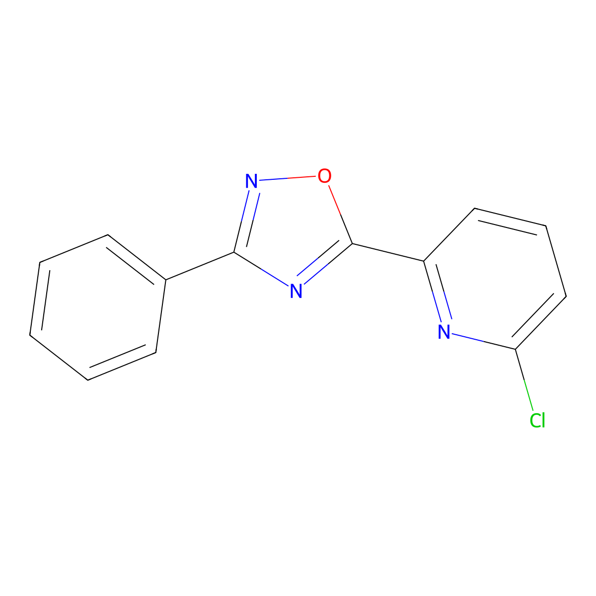 2-Chloro-6-(3-phenyl-1,2,4-oxadiazol-5-yl)pyridine molecular structure, CAS 2549034-18-4