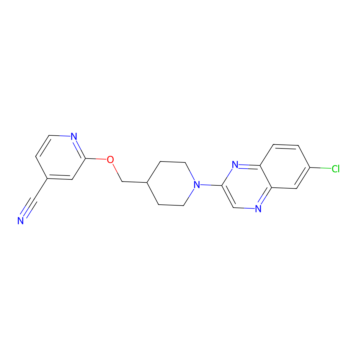 2-{[1-(6-Chloroquinoxalin-2-yl)piperidin-4-yl]methoxy}pyridine-4-carbonitrile molecular structure, CAS 2549034-21-9