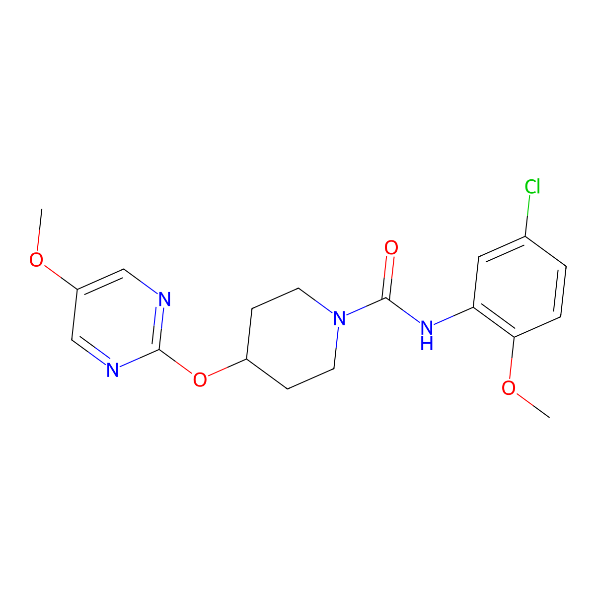 N-(5-chloro-2-methoxyphenyl)-4-[(5-methoxypyrimidin-2-yl)oxy]piperidine-1-carboxamide molecular structure, CAS 2549034-23-1