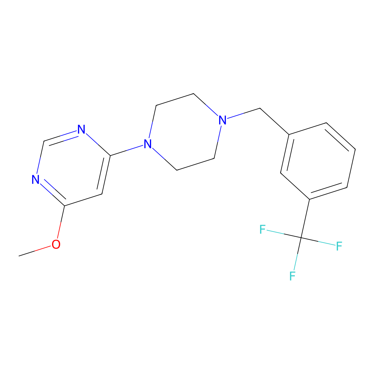 4-Methoxy-6-(4-{[3-(trifluoromethyl)phenyl]methyl}piperazin-1-yl)pyrimidine molecular structure, CAS 2549034-25-3