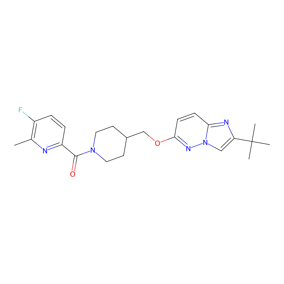 6-{4-[({2-Tert-butylimidazo[1,2-b]pyridazin-6-yl}oxy)methyl]piperidine-1-carbonyl}-3-fluoro-2-methylpyridine molecular structure, CAS 2549034-26-4