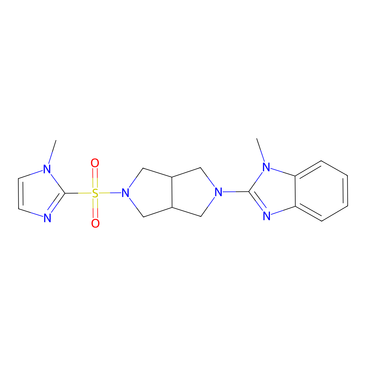 1-methyl-2-{5-[(1-methyl-1H-imidazol-2-yl)sulfonyl]-octahydropyrrolo[3,4-c]pyrrol-2-yl}-1H-1,3-benzodiazole molecular structure, CAS 2549034-32-2