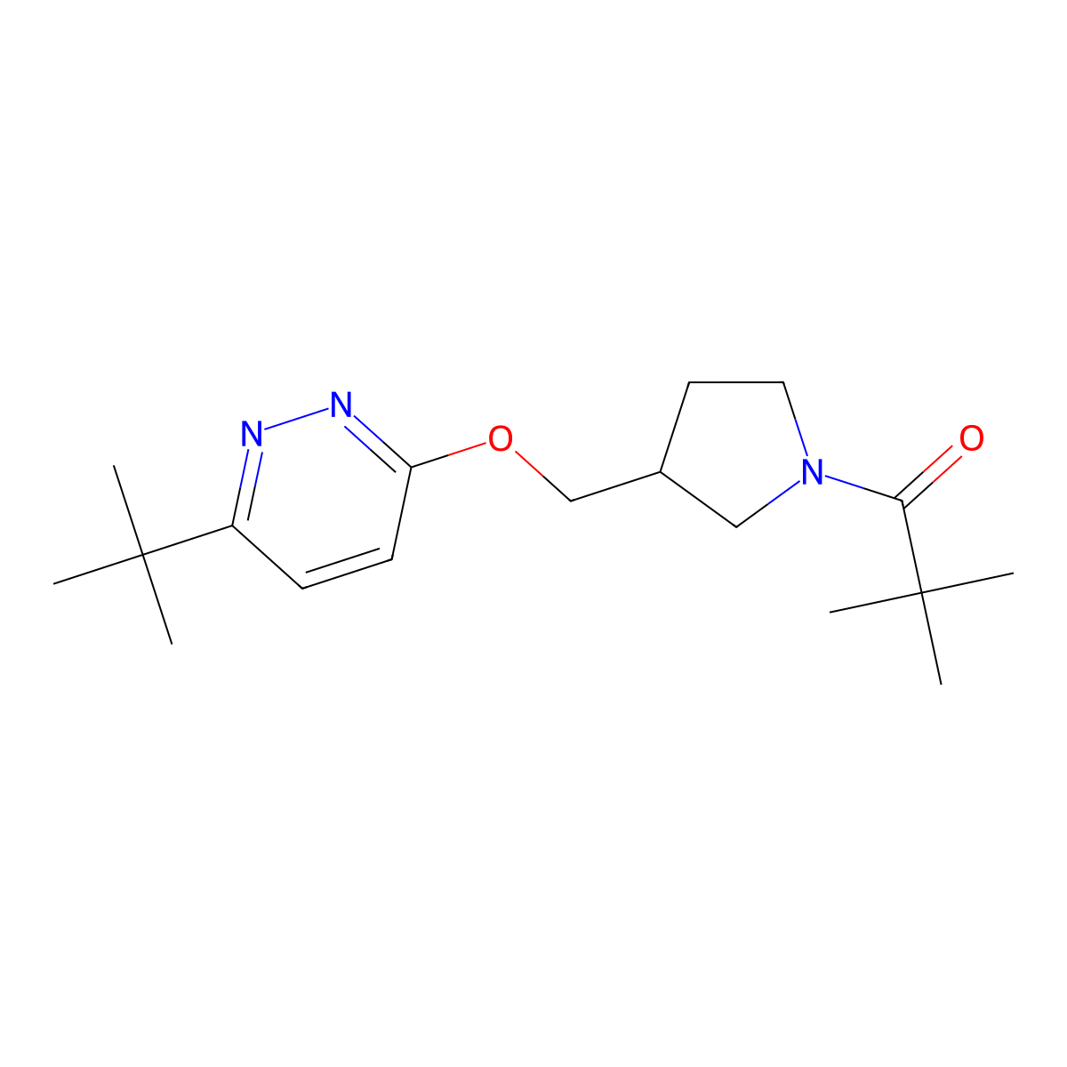 1-(3-{[(6-Tert-butylpyridazin-3-yl)oxy]methyl}pyrrolidin-1-yl)-2,2-dimethylpropan-1-one molecular structure, CAS 2549034-33-3