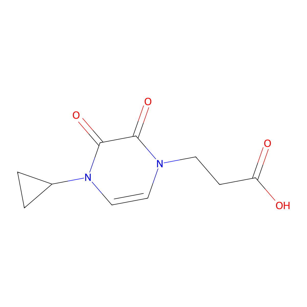 3-(4-Cyclopropyl-2,3-dioxo-1,2,3,4-tetrahydropyrazin-1-yl)propanoic acid molecular structure, CAS 2549034-36-6
