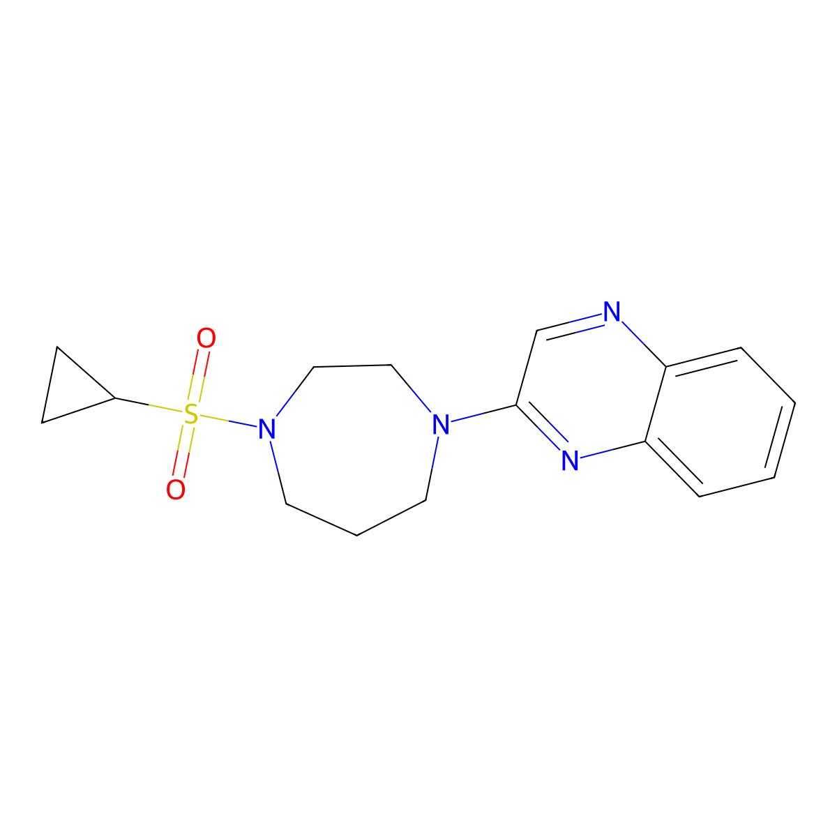 2-[4-(Cyclopropanesulfonyl)-1,4-diazepan-1-yl]quinoxaline molecular structure, CAS 2549034-40-2