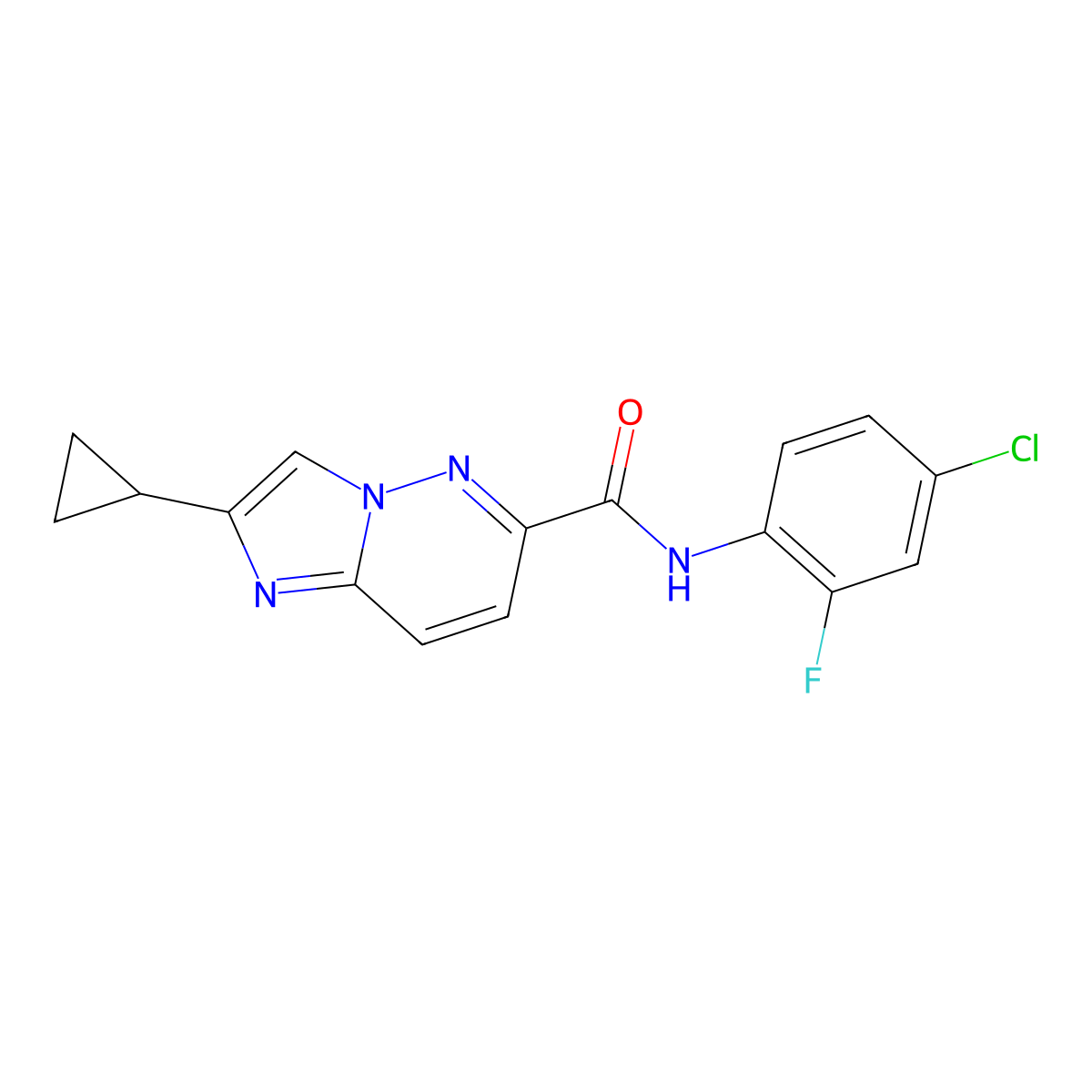 N-(4-chloro-2-fluorophenyl)-2-cyclopropylimidazo[1,2-b]pyridazine-6-carboxamide molecular structure, CAS 2549034-41-3
