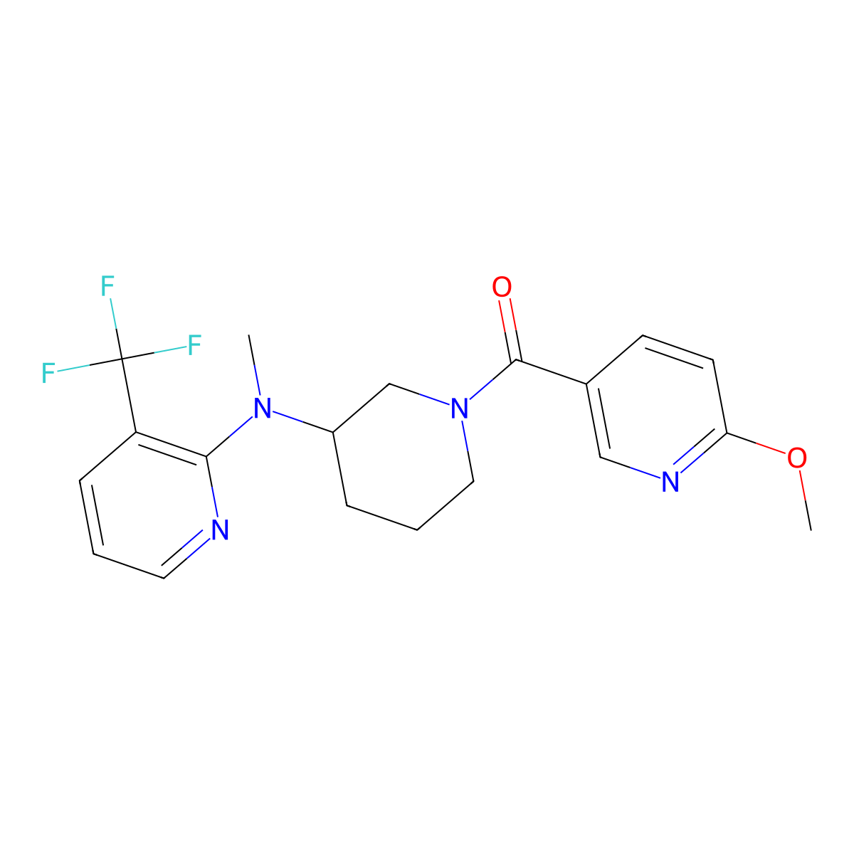 N-[1-(6-methoxypyridine-3-carbonyl)piperidin-3-yl]-N-methyl-3-(trifluoromethyl)pyridin-2-amine molecular structure, CAS 2549034-43-5