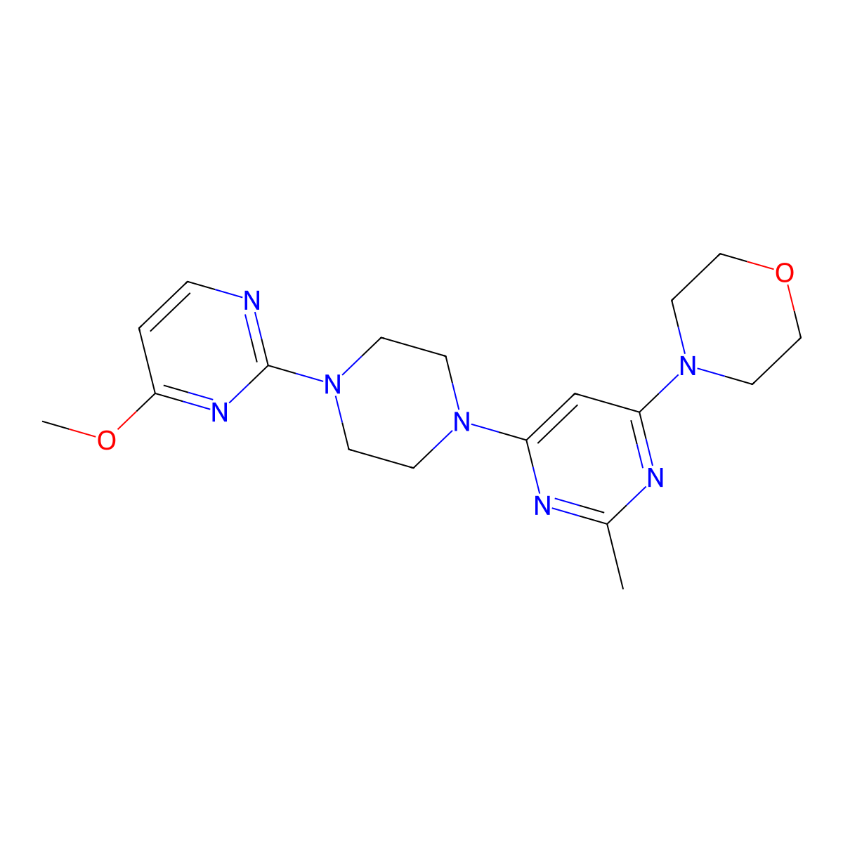 4-{6-[4-(4-Methoxypyrimidin-2-yl)piperazin-1-yl]-2-methylpyrimidin-4-yl}morpholine molecular structure, CAS 2549034-45-7