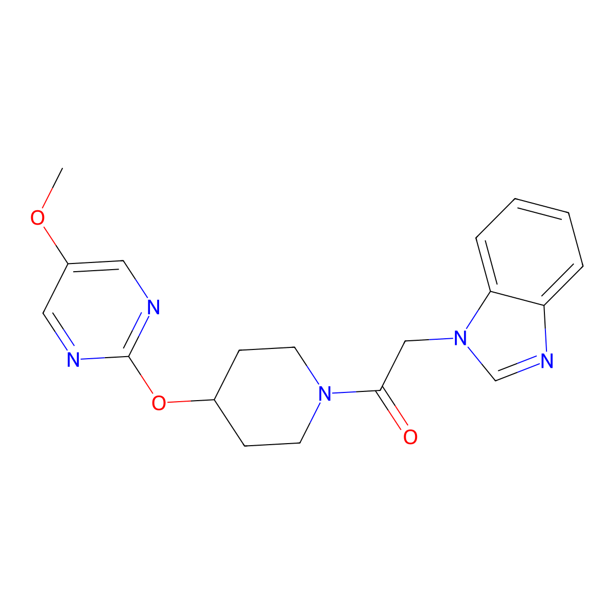 2-(1H-1,3-benzodiazol-1-yl)-1-{4-[(5-methoxypyrimidin-2-yl)oxy]piperidin-1-yl}ethan-1-one molecular structure, CAS 2549034-46-8