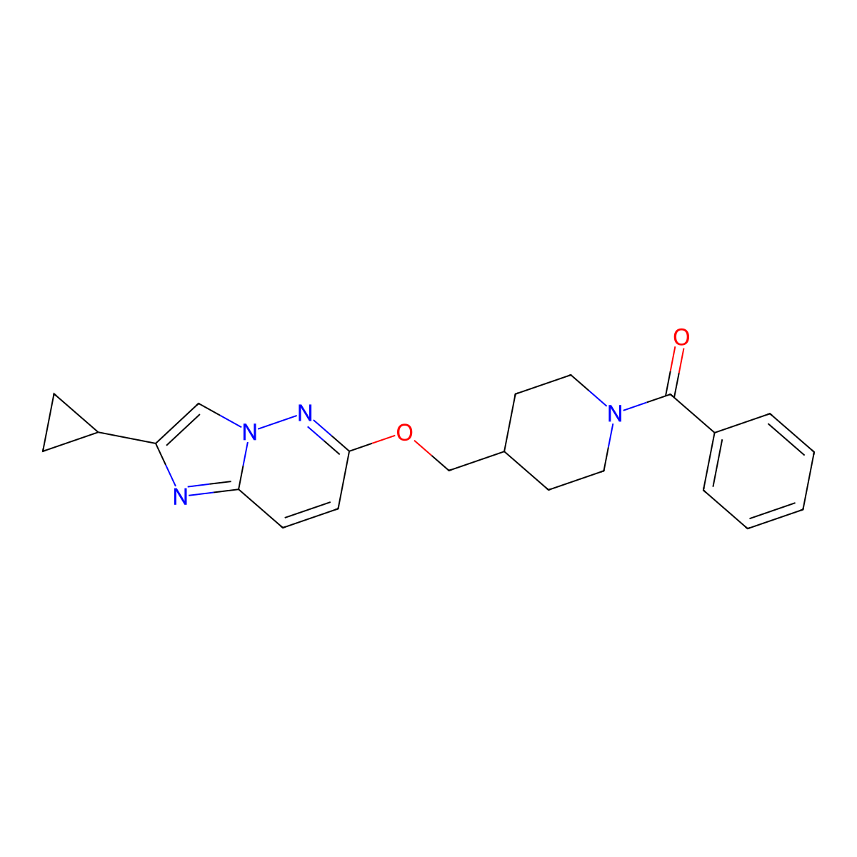 1-Benzoyl-4-[({2-cyclopropylimidazo[1,2-b]pyridazin-6-yl}oxy)methyl]piperidine molecular structure, CAS 2549034-47-9
