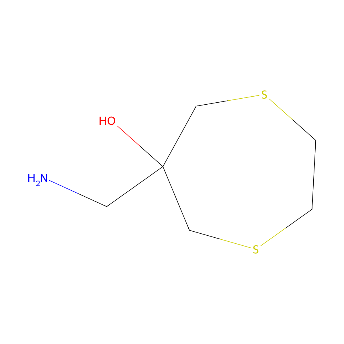 6-(Aminomethyl)-1,4-dithiepan-6-ol molecular structure, CAS 2549034-48-0